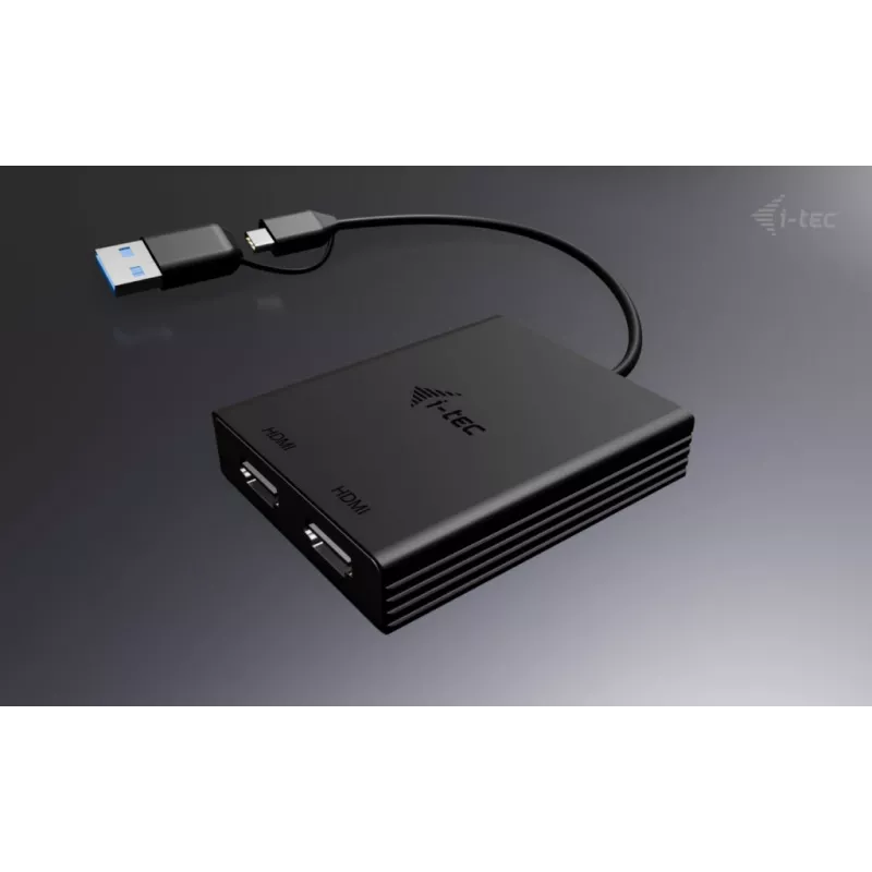 i-tec USB-A/USB-C dvigubas 4K/60 Hz HDMI vaizdo adapteris, 0,27 m