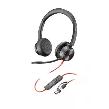 HP Poly Blackwire 8225 Stereo USB-C ausinės su USB-C/A adapteriu