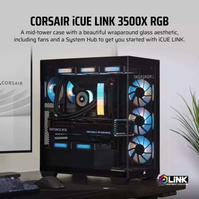 CORSAIR Icue Link 3500X RGB Vidutinio bokšto kompiuterio korpusas