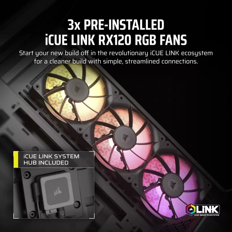 CORSAIR Icue Link 3500X RGB Vidutinio bokšto kompiuterio korpusas