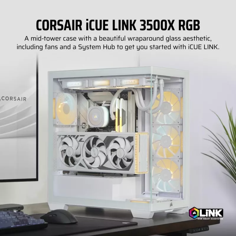CORSAIR kompiuterio korpusas Icue Link 3500x RGB Mid-tower - Baltas