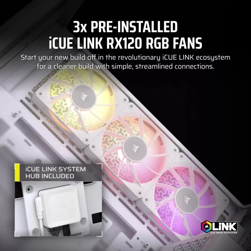 CORSAIR kompiuterio korpusas Icue Link 3500x RGB Mid-tower - Baltas