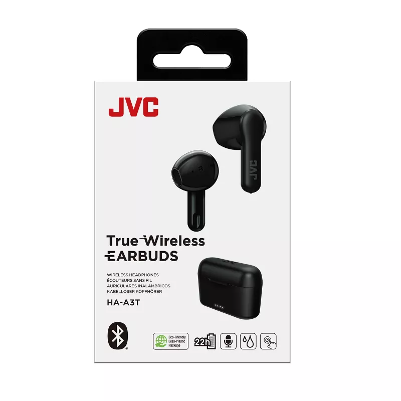 Belaidės ausinės JVC Stix HAA-3TBU, „True Wireless“, Bluetooth 5.1, IPX4, 7,5 h (ausinės) / 22 h (su dėklu), USB‑C