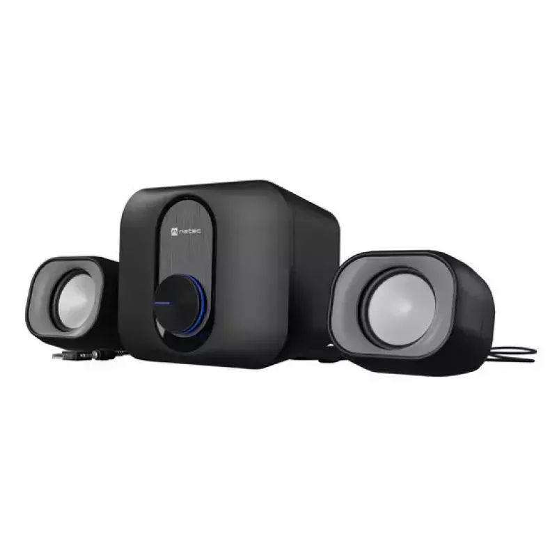 NATEC NGL-2111 namų garso mini sistema, 3 W RMS, 2 garsiakalbiai, 3,5 mm įvestis, 7,62 cm žemų dažnių garsiakalbis, juoda