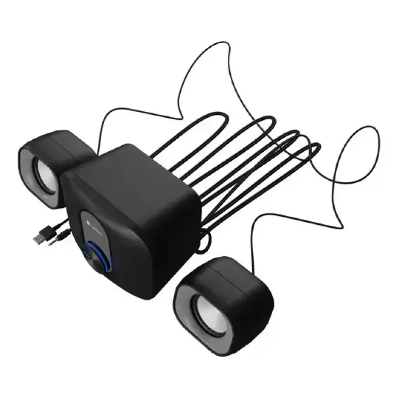 NATEC NGL-2111 namų garso mini sistema, 3 W RMS, 2 garsiakalbiai, 3,5 mm įvestis, 7,62 cm žemų dažnių garsiakalbis, juoda