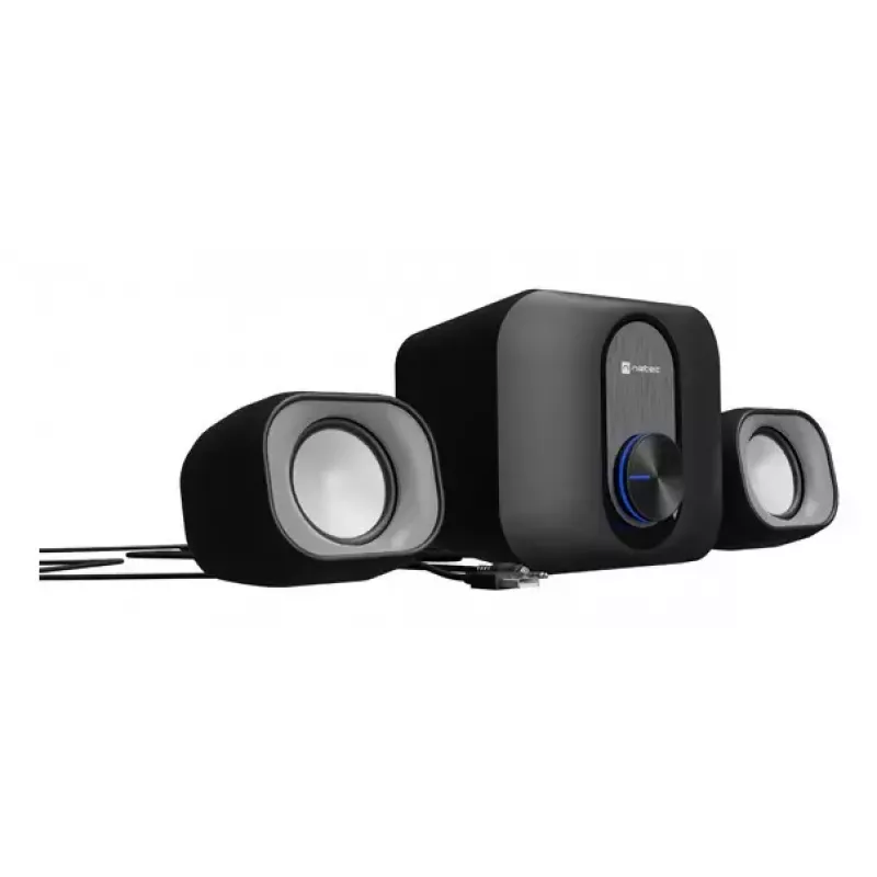 NATEC NGL-2111 namų garso mini sistema, 3 W RMS, 2 garsiakalbiai, 3,5 mm įvestis, 7,62 cm žemų dažnių garsiakalbis, juoda