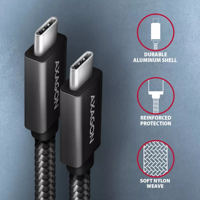 Axagon BUCM32-CM15AB SPEED+ USB-C <> USB 20Gbps/100W laidas 1,5 m