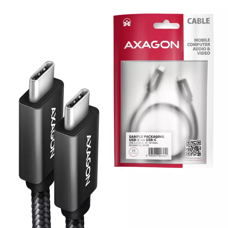 Axagon BUCM32-CM15AB SPEED+ USB-C <> USB 20Gbps/100W laidas 1,5 m