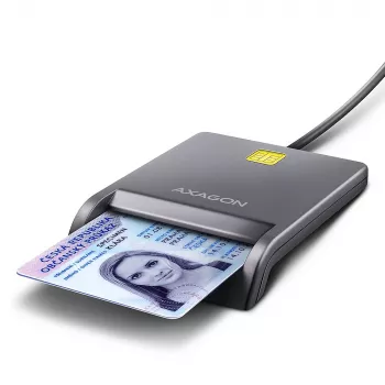 Axagon CRE-SM3T USB-A plokščiasis kortelių skaitytuvas, USB 2.0, 1,3 m, juodas, 56 g