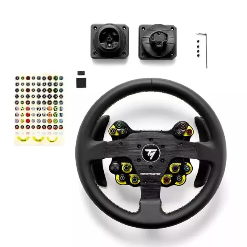 Thrustmaster Evo Racing 32R Leather vairas, juodas/geltonas, PC, PS4, PS5, Xbox, Xbox One