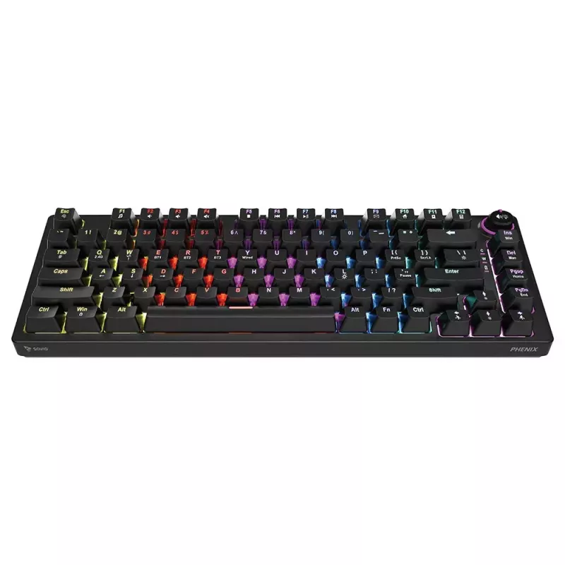 Žaidimų klaviatūra Savio SAVGK-PHENIX YELLOW USB RF Bluetooth Mechaninė 82 klavišų RGB