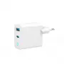 Gembird TA-UC-PDQC30L-W-01 2 prievadų 30 W GaN greitasis USB įkroviklis, 1x USB-C PD, 1x USB-A QC3.0, 100–240 V, LED, baltas