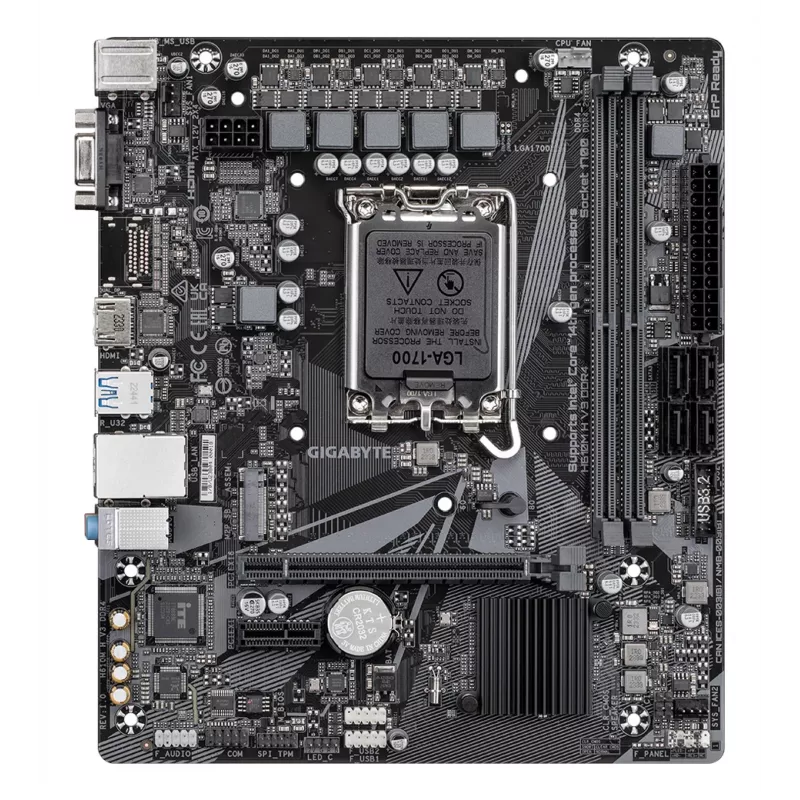 GIGABYTE H610M H V3 DDR4 pagrindinė plokštė – palaiko Intel Core 14 kartos procesorius, 4+1+1 hibridinių fazių skaitmeninis VRM, iki 3200 MHz DDR4, 1xPCIe 3.0 M.2, GbE LAN, USB 3.2 Gen 1