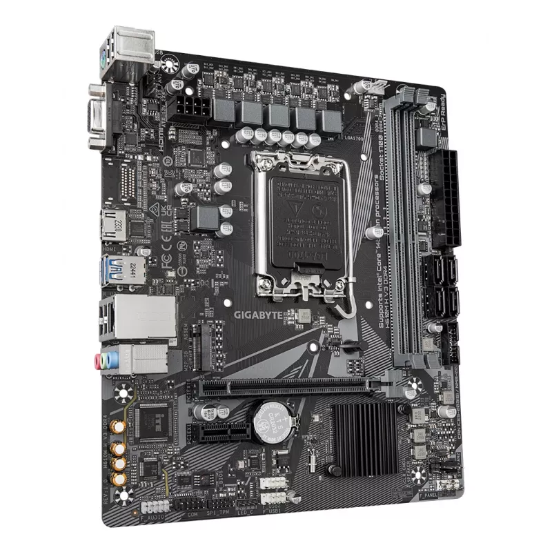 GIGABYTE H610M H V3 DDR4 pagrindinė plokštė – palaiko Intel Core 14 kartos procesorius, 4+1+1 hibridinių fazių skaitmeninis VRM, iki 3200 MHz DDR4, 1xPCIe 3.0 M.2, GbE LAN, USB 3.2 Gen 1