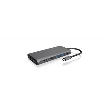 ICY BOX IB-DK4050-CPD belaidė dokų stotelė USB 3.2 Gen 1 (3.1 Gen 1) Type-C antracito spalvos