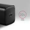 Sieninis įkroviklis Axagon ACU-PD20 1x QC3.0/AFC/FCP/PD Type-C 20W Juodas