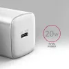 Sieninis įkroviklis Axagon ACU-PD20W 1x QC3.0/AFC/FCP/PD USB-C 20W baltas