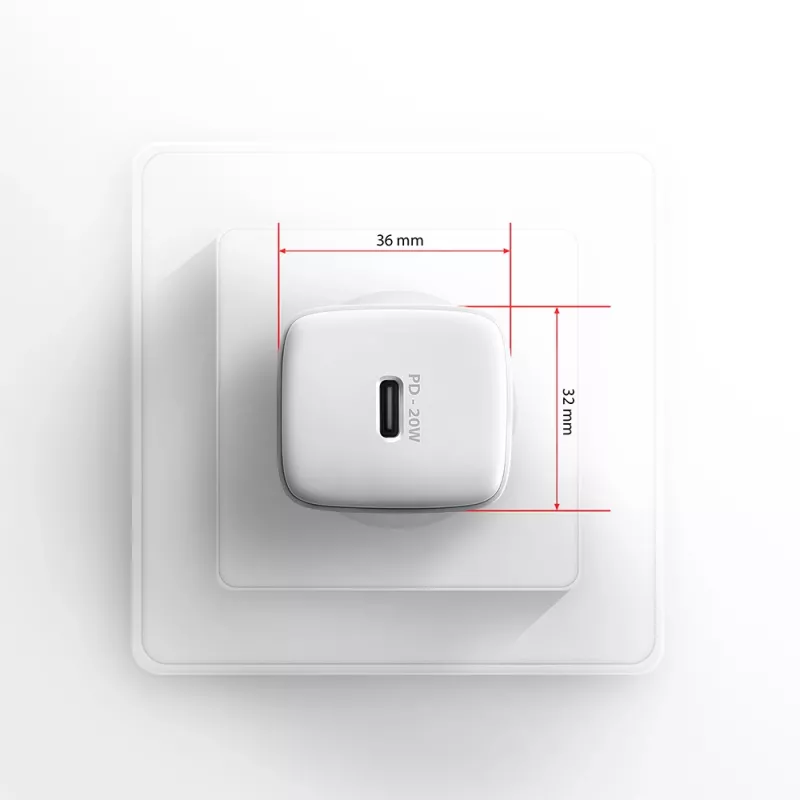 Sieninis įkroviklis Axagon ACU-PD20W 1x QC3.0/AFC/FCP/PD USB-C 20W baltas