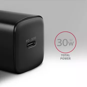 Sieninis įkroviklis Axagon ACU-PD30 PD3.0 & QC4+ 1x USB-C 30W, juodas