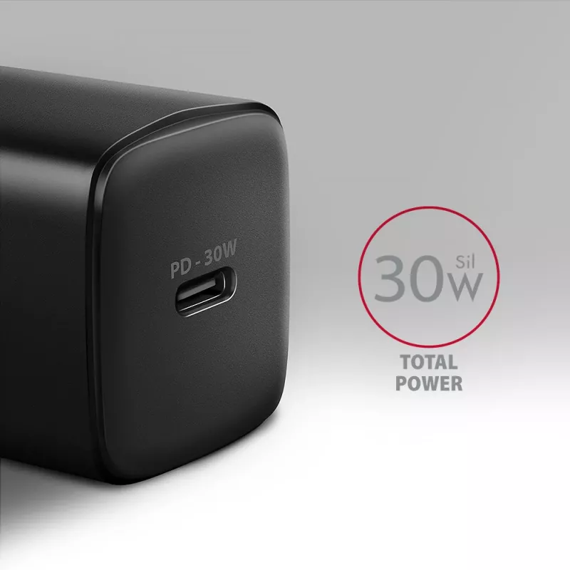 Sieninis įkroviklis Axagon ACU-PD30 PD3.0 & QC4+ 1x USB-C 30W, juodas