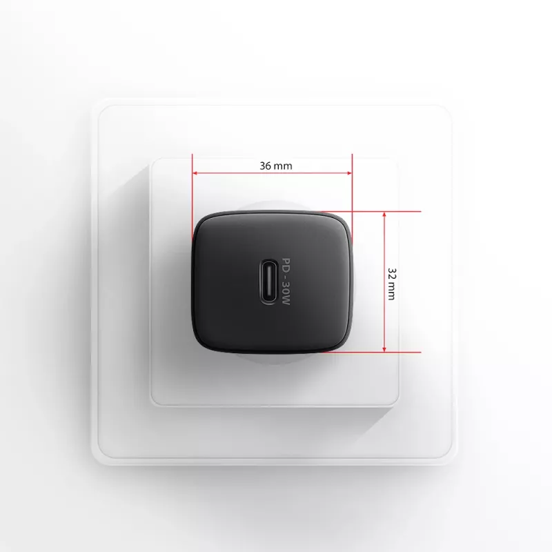Sieninis įkroviklis Axagon ACU-PD30 PD3.0 & QC4+ 1x USB-C 30W, juodas