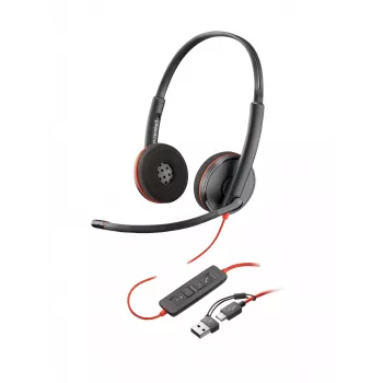 HP Poly Blackwire 3220 Stereo ausinės su USB-C ir USB-A adapteriu (Bulk)