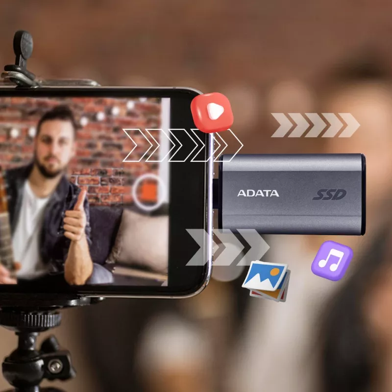 ADATA SC750 500 GB USB Type-C 3.2 Gen 2 (3.1 Gen 2) pilka spalva