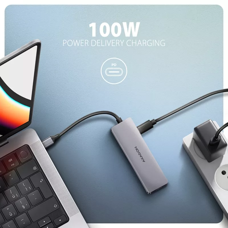USB-C 5Gbps 5in1 centrinė stotelė Axagon HMC-5H60, 2x USB-A, 1x USB-C, HDMI 4K/60Hz, PD 100W, USB-C kabelis