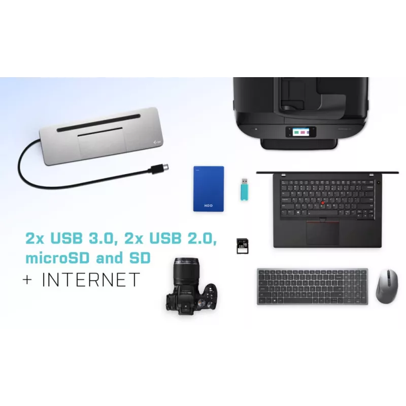 i-tec Metal SB-C ergonomiška 4K 3x ekranų prijungimo stotelė su 85 W įkrovimu ir 100 W universaliu įkrovikliu