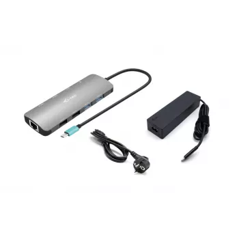 i-tec Metal USB-C Nano 2x Display Docking Station su PD 100 W ir 100 W įkrovikliu