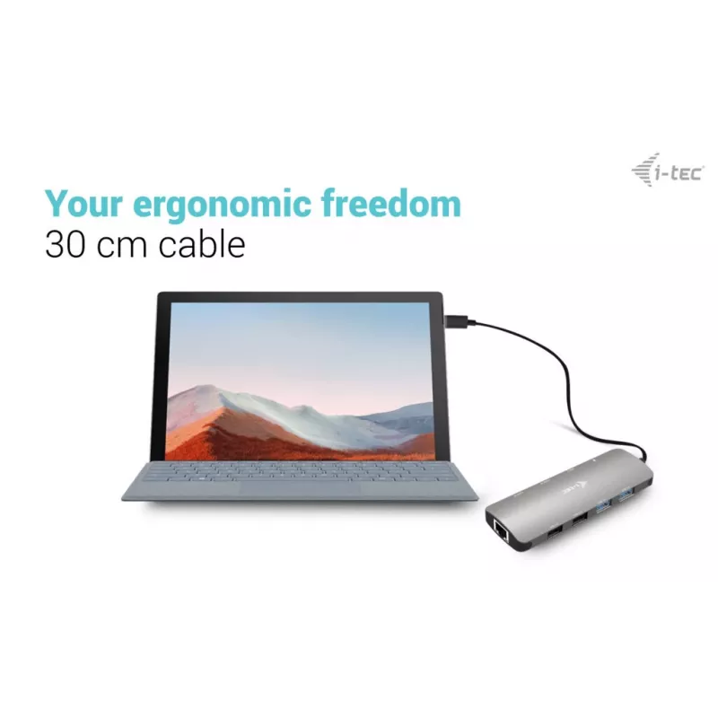 i-tec Metal USB-C Nano 2x Display Docking Station su PD 100 W ir 100 W įkrovikliu