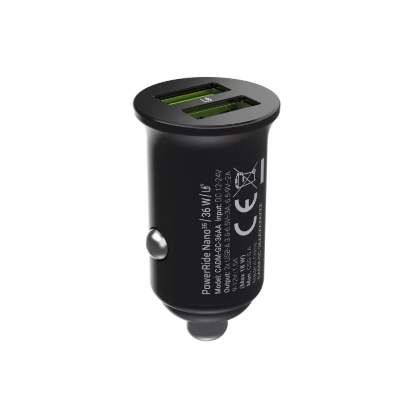 Automobilinis ir vidaus įkroviklis Green Cell CADM-GC-36AA 36W 2x USB-A Juodas, skirtas 3.6–12V maitinimo šaltiniui