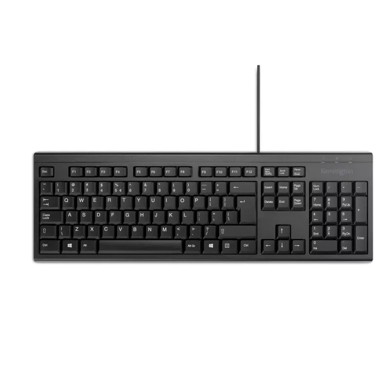 Kensington K63727WW, pilno dydžio (100%), laidinė, USB, membraninė, QWERTY, juoda klaviatūra