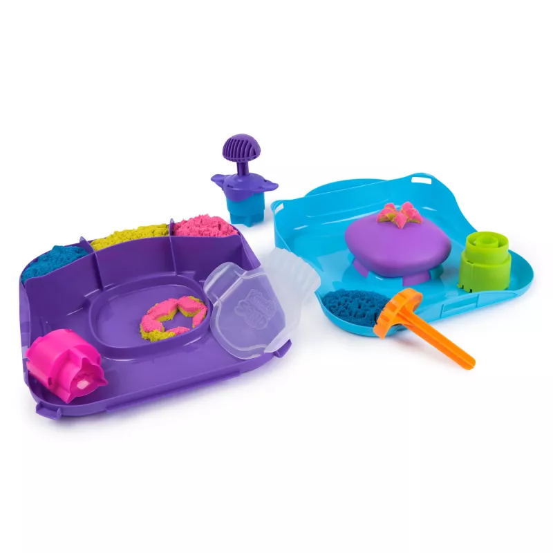 Kinetic Sand SquishMotion – kūrybinis smėlio rinkinys su formomis ir dėklu