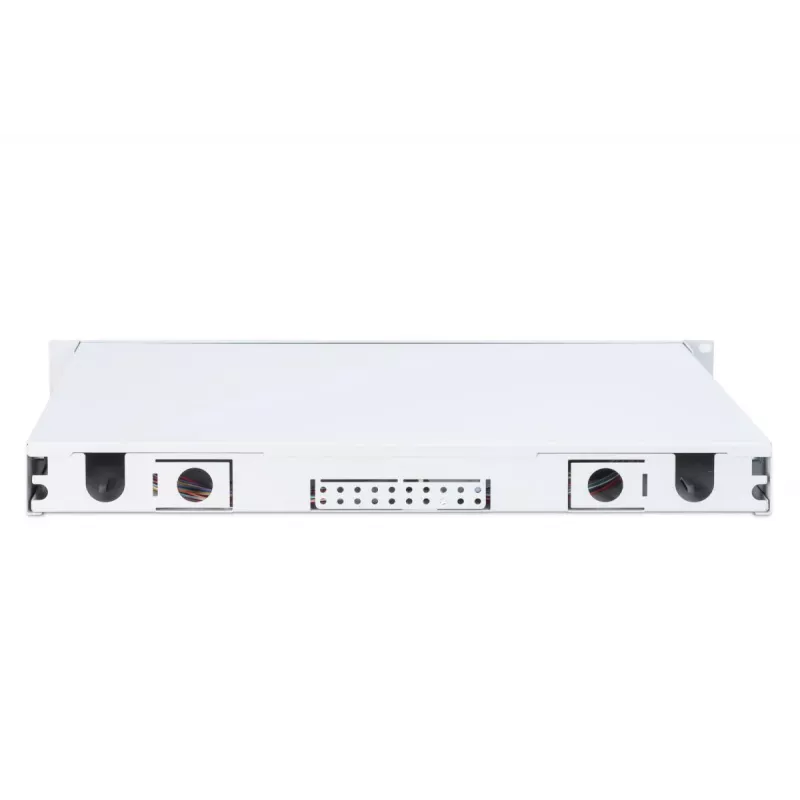 DIGITUS optinio pluošto sujungimo dėžė, 1U, su 24x LC duplex adapteriais, OM3 spalvotais pigtailiais ir sujungimo kasete