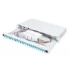 DIGITUS optinio pluošto sujungimo dėžė, 1U, su 24x LC duplex adapteriais, OM3 spalvotais pigtailiais ir sujungimo kasete