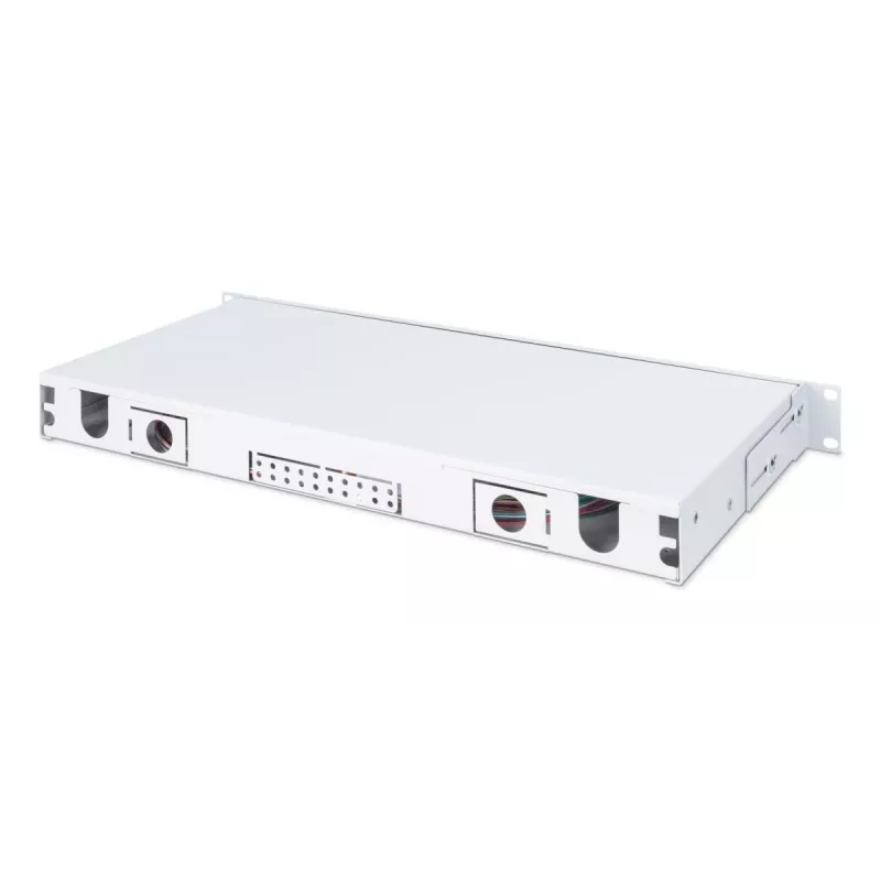 DIGITUS 1U optinė sujungimo dėžė su 24x LC duplex adapteriais, OS2 vienmodė, su sujungimo kasetėmis ir spalvotais pigtailiais