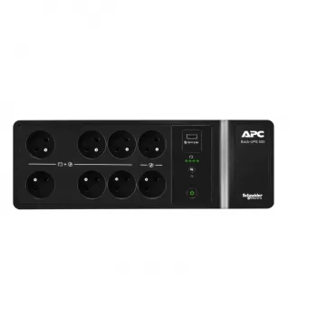 APC Back-UPS 500VA/300W nepertraukiamo maitinimo šaltinis, 8 lizdai (Prancūzija/Belgija), USB-A prievadas, keičiama baterija