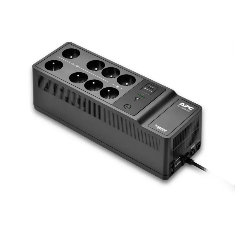 APC Back-UPS 500VA/300W nepertraukiamo maitinimo šaltinis, 8 lizdai (Prancūzija/Belgija), USB-A prievadas, keičiama baterija