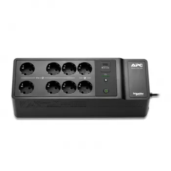 APC Back-UPS 500VA/300W nepertraukiamo maitinimo šaltinis, montuojamas ant grindų/sienos, 230V, 8x Schuko lizdai, USB-A prievadas, keičiama baterija