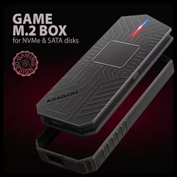 Axagon EEM2-GAM išorinis M.2 dėklas USB-C 10Gbps, be varžtų, NVMe ir SATA SSD