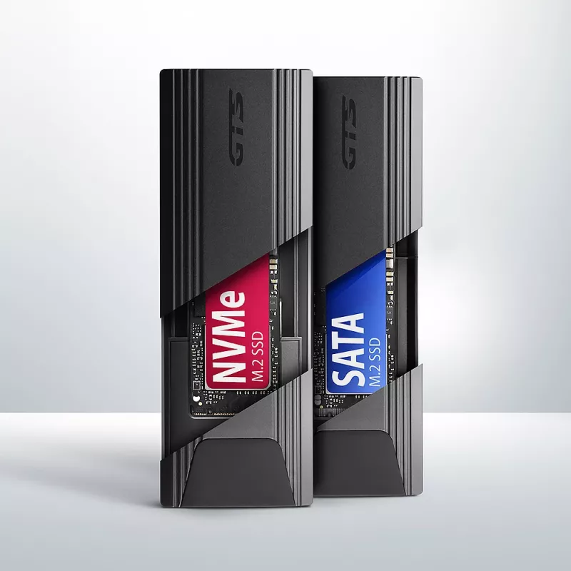 Axagon EEM2-GTS2 išorinis USB-C 10Gbps metalinis dėklas M.2 NVMe ir SATA SSD diskams, bevaržtis