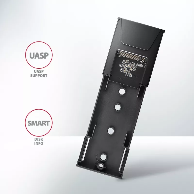 Axagon EEM2-GTS2 išorinis USB-C 10Gbps metalinis dėklas M.2 NVMe ir SATA SSD diskams, bevaržtis