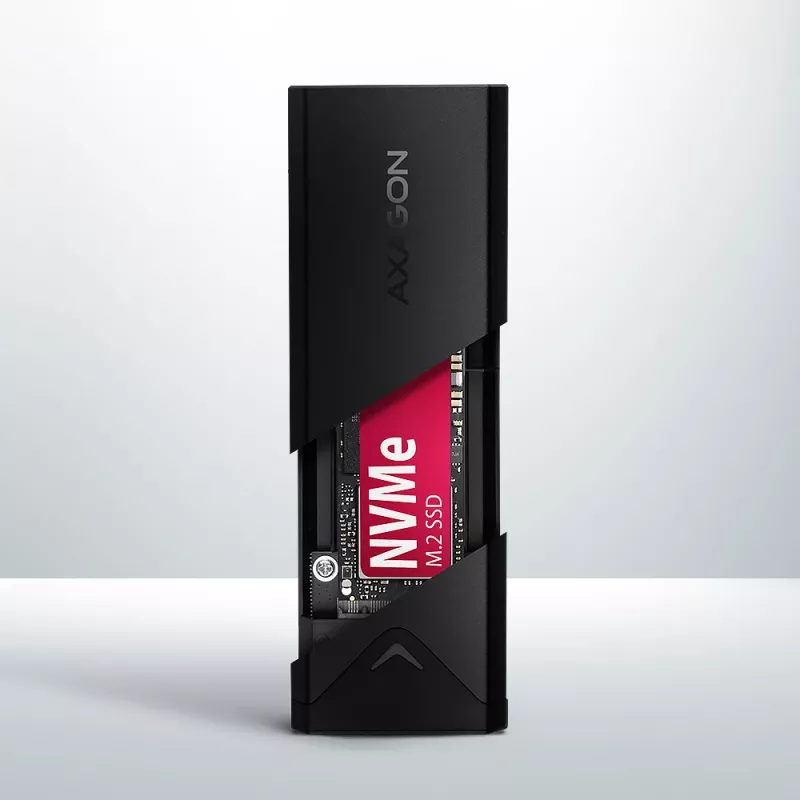 Išorinis dėklas Axagon EEM2-UB2 M.2 NVMe SSD, USB-C 10Gbps, juodas
