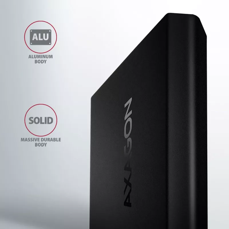 Išorinis dėklas Axagon EEM2-UB2 M.2 NVMe SSD, USB-C 10Gbps, juodas