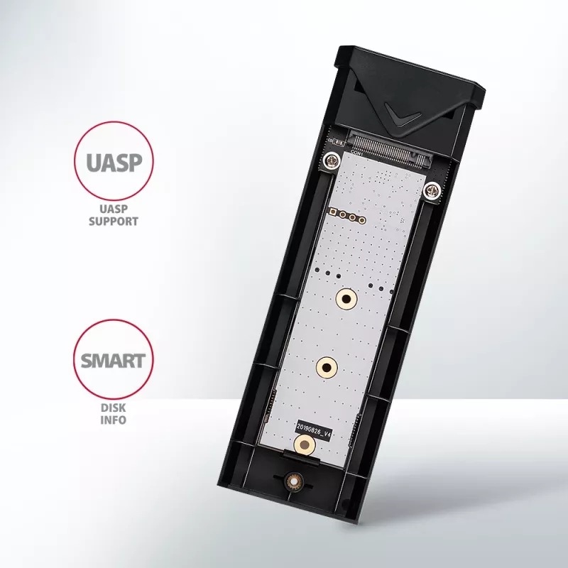 Išorinis dėklas Axagon EEM2-UB2 M.2 NVMe SSD, USB-C 10Gbps, juodas