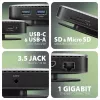 Axagon HMC-UFO USB-C stotelė su M.2 SATA/NVMe lizdu, 1 Gbit/s Ethernet, 384 kHz garsu, USB 3.2 Gen 2 (3.1 Gen 2) Type-C, juoda
