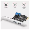 „Axagon PCEU-232RS“ PCIe valdiklis 2 išoriniai + 2 vidiniai USB 5 Gbps
