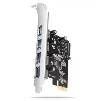 Axagon PCEU-430RS PCIe valdiklis 4x išor. USB-A 5Gbps prievadas, PCIe, USB 3.2 Gen 1 (3.1 Gen 1), Moteriškas, Pilno aukščio, PCIe 2.0, SATA 15-pin