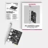 Axagon PCEU-430RS PCIe valdiklis 4x išor. USB-A 5Gbps prievadas, PCIe, USB 3.2 Gen 1 (3.1 Gen 1), Moteriškas, Pilno aukščio, PCIe 2.0, SATA 15-pin